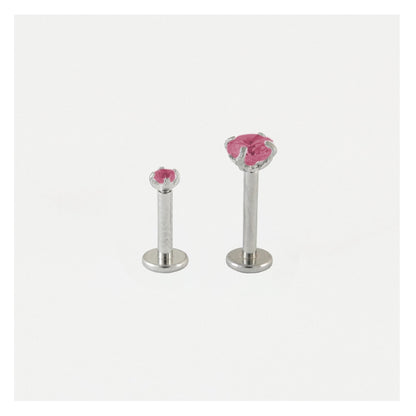 Steel Clawset Jewelled Round Labret - 1.2mm - Internally Threaded - Multi-Size Gem Tops