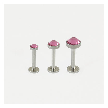 Steel Bezel-set Cabochon Labret - 1.2mm - Internally Threaded - Multi-Size Gem Tops