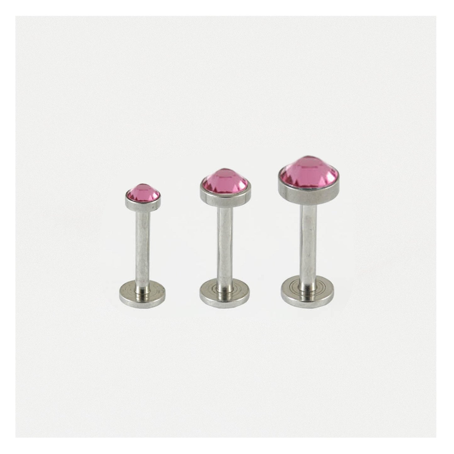 Steel Bezel-set Cabochon Labret - 1.2mm - Internally Threaded - Multi-Size Gem Tops