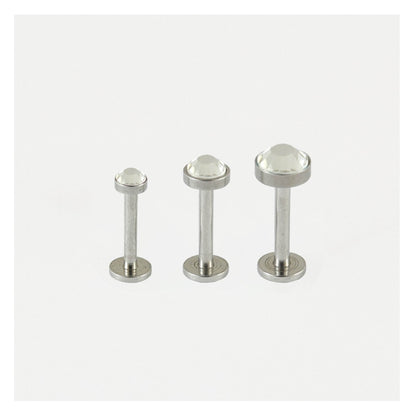 Steel Bezel-set Cabochon Labret - 1.2mm - Internally Threaded - Multi-Size Gem Tops