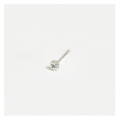 Silver Round Clear Claw Set Nose Pins - 2mm, Bobble Back
