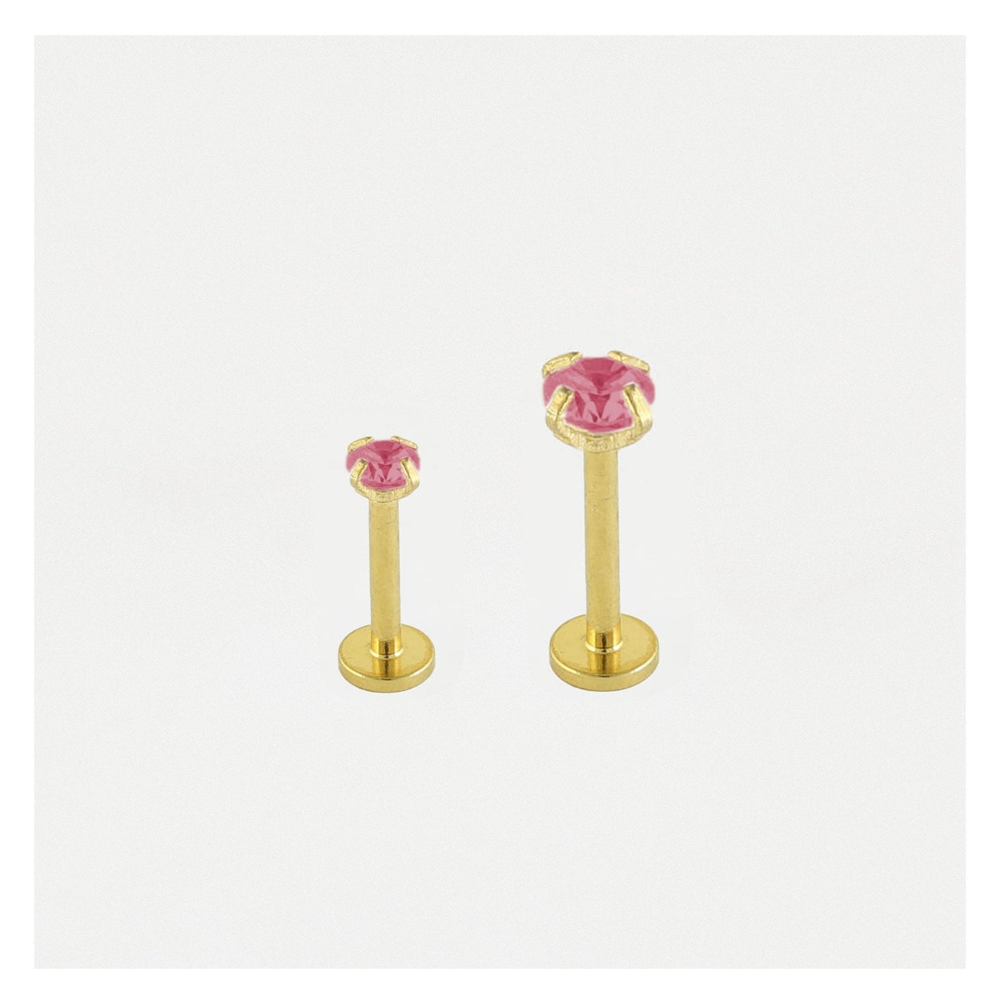 Gold PVD Steel Clawset Jewelled Round Labret - 1.2mm - Internally Threaded - Multi-Size Gem Tops