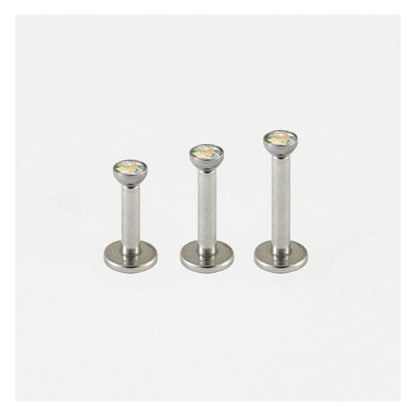Steel Bezel-Set Gem Labret - 1.2mm - Internally Threaded