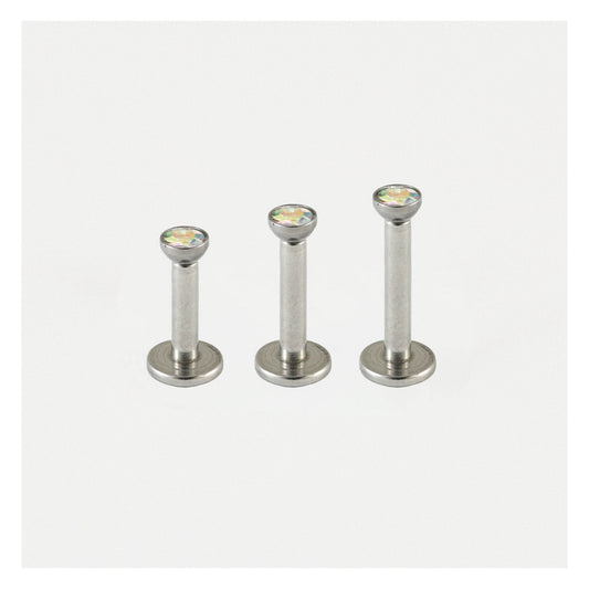 Steel Bezel-Set Gem Labret - 1.2mm - Internally Threaded