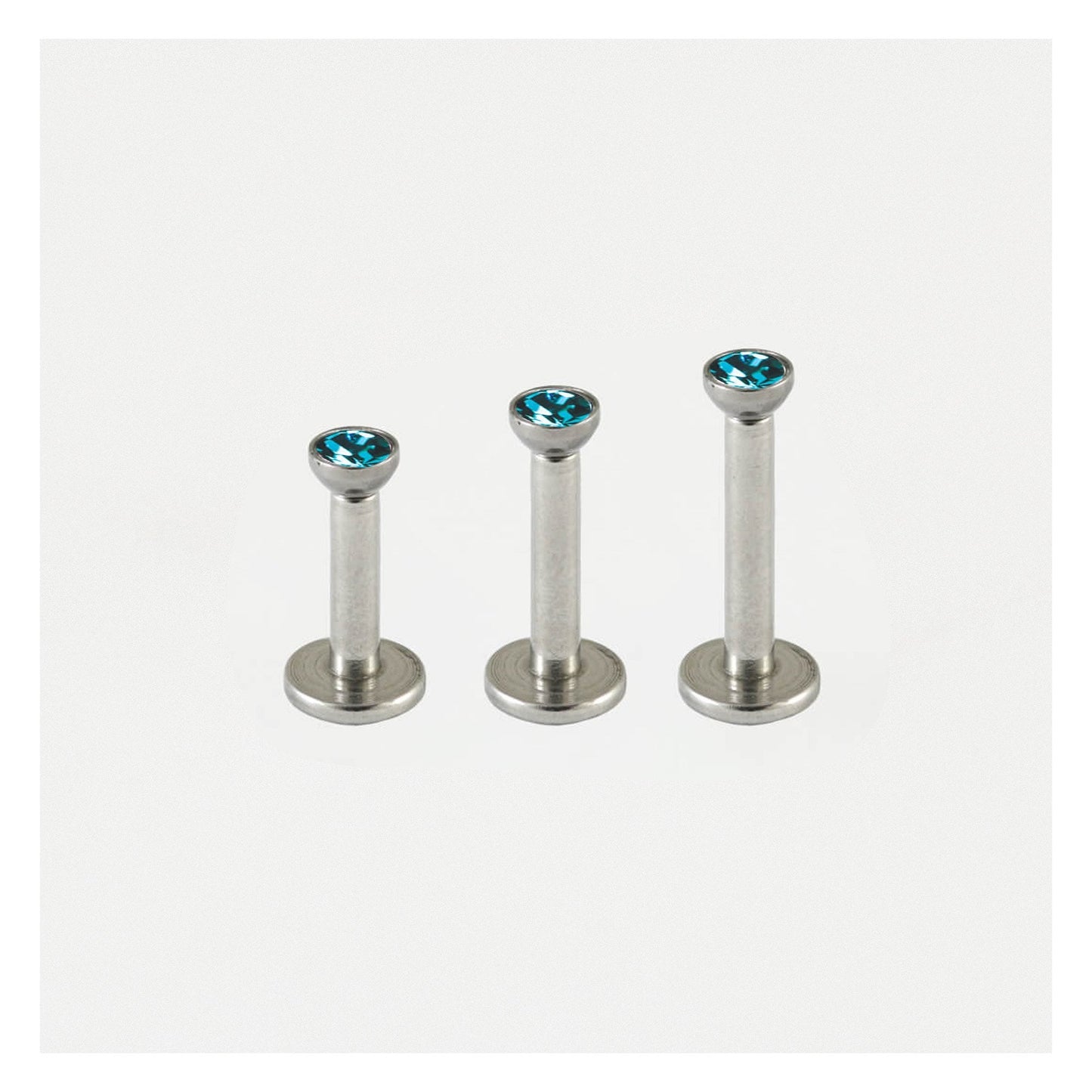 Steel Bezel-Set Gem Labret - 1.2mm - Internally Threaded