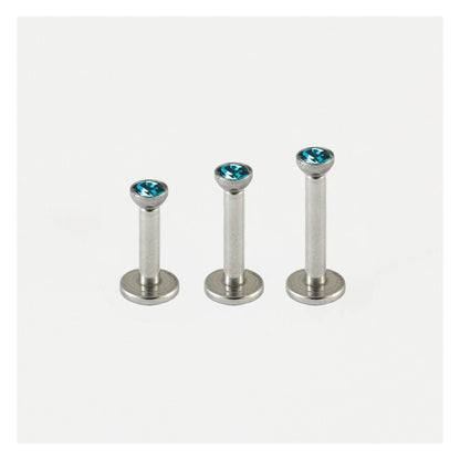 Steel Bezel-Set Gem Labret - 1.2mm - Internally Threaded