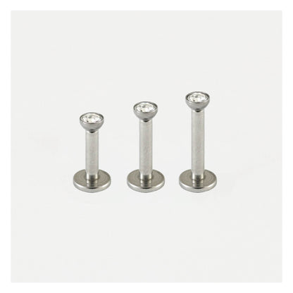 Steel Bezel-Set Gem Labret - 1.2mm - Internally Threaded