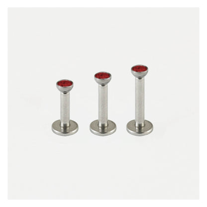 Steel Bezel-Set Gem Labret - 1.2mm - Internally Threaded