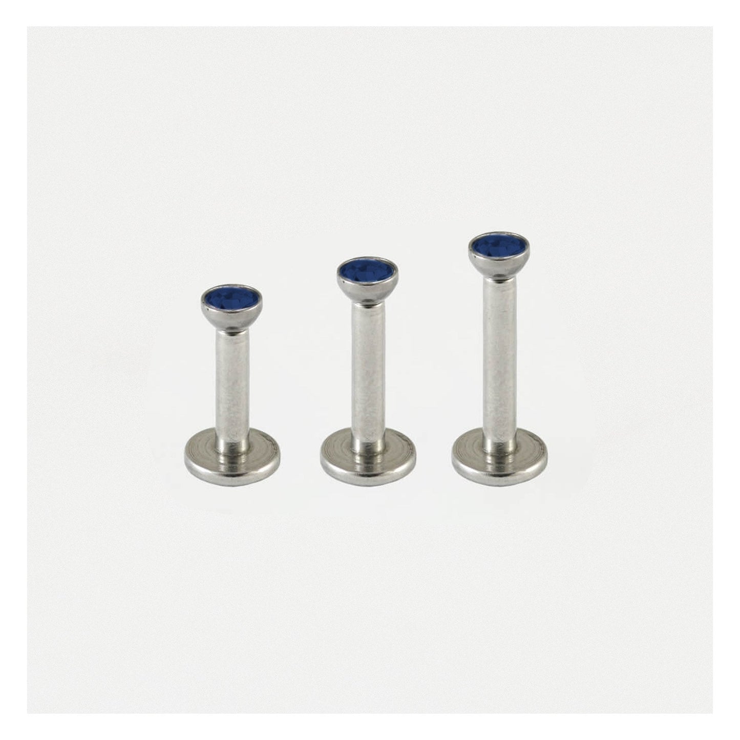 Steel Bezel-Set Gem Labret - 1.2mm - Internally Threaded