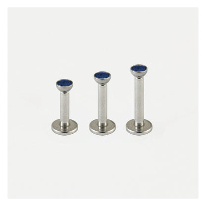 Steel Bezel-Set Gem Labret - 1.2mm - Internally Threaded