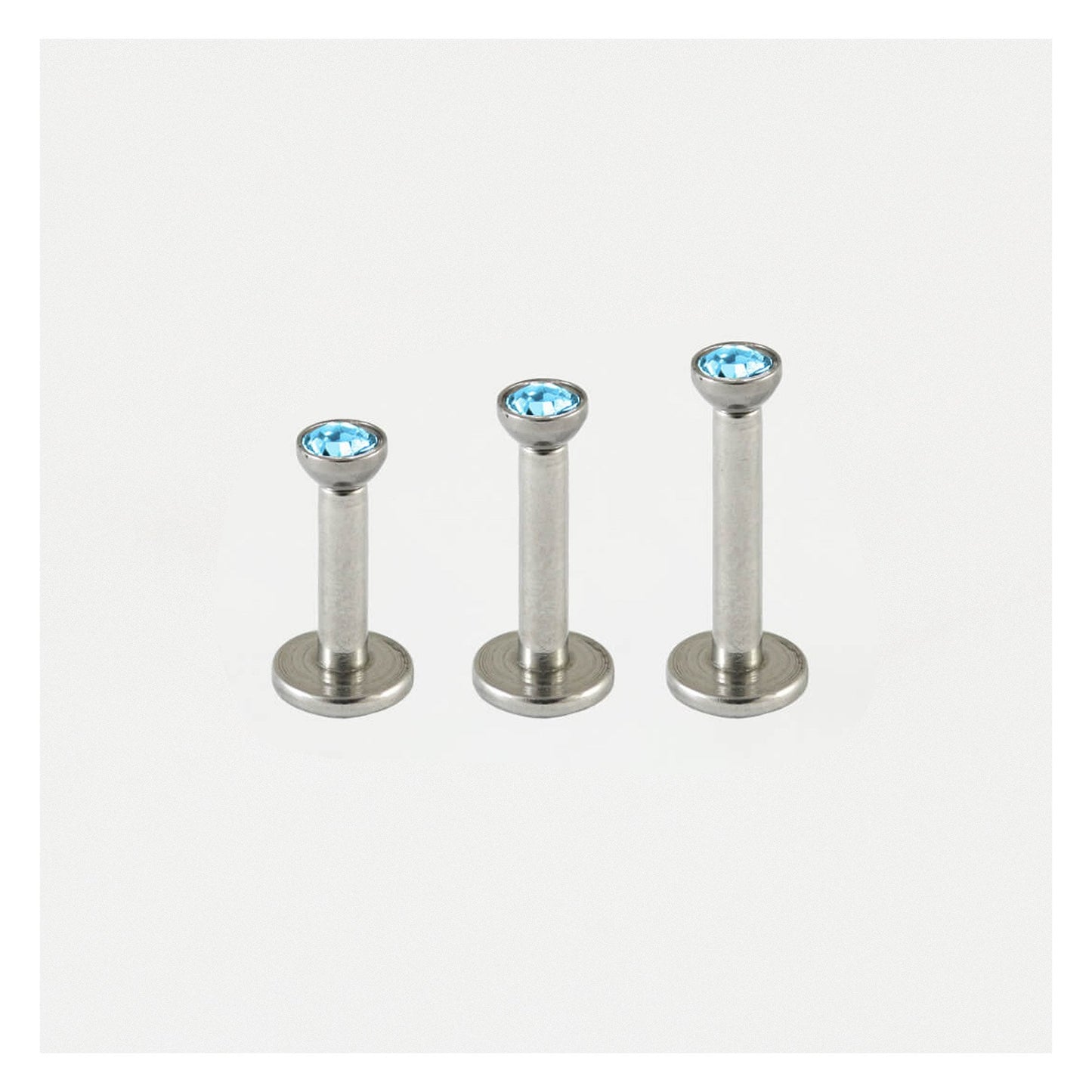 Steel Bezel-Set Gem Labret - 1.2mm - Internally Threaded