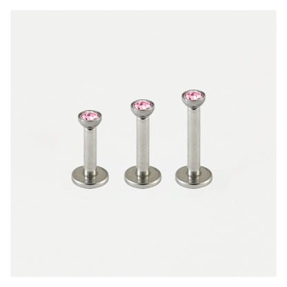 Steel Bezel-Set Gem Labret - 1.2mm - Internally Threaded