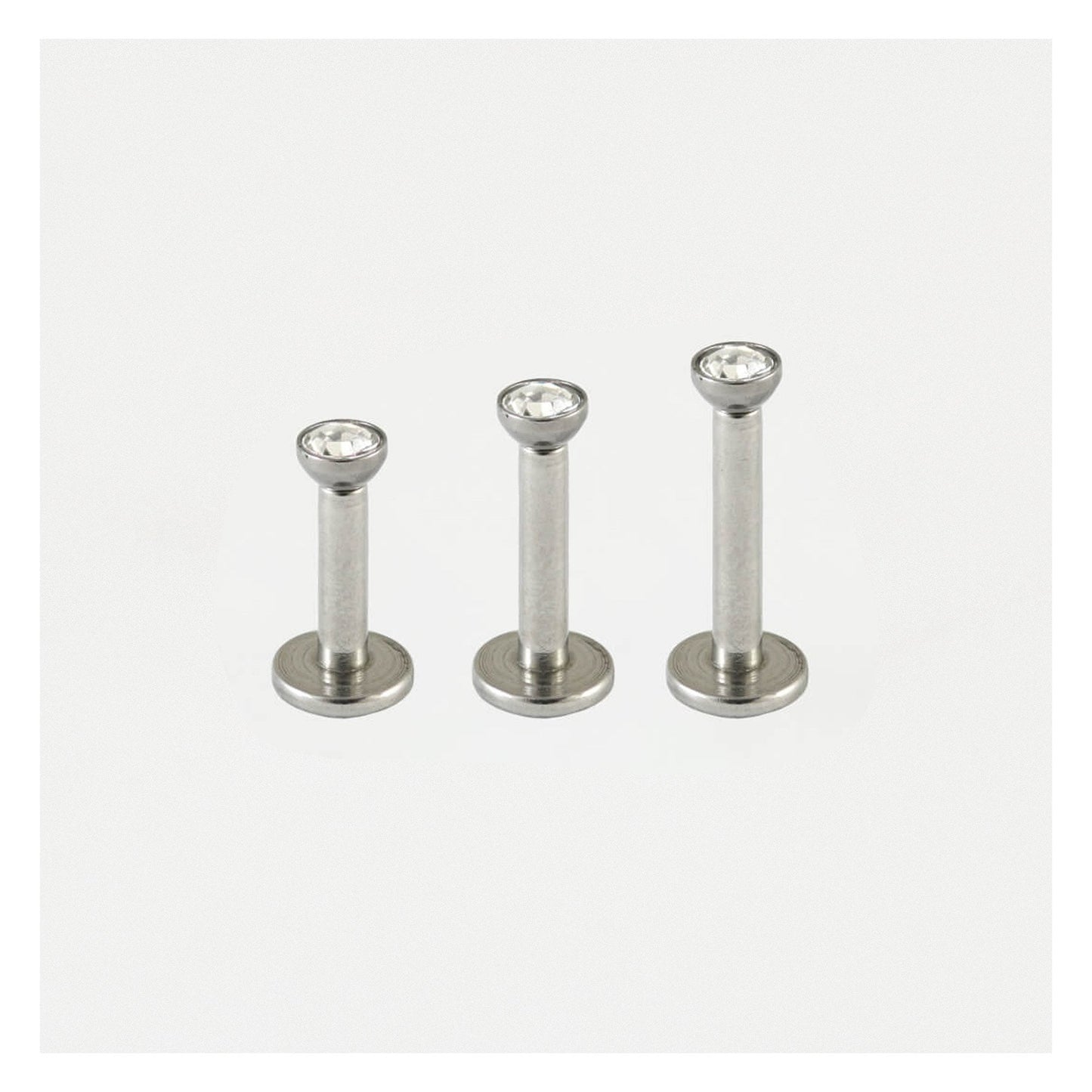 Steel Bezel-Set Gem Labret - 1.2mm - Internally Threaded