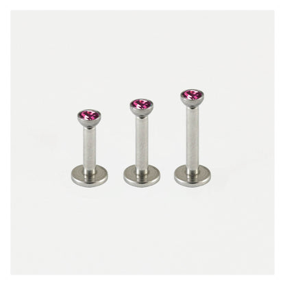 Steel Bezel-Set Gem Labret - 1.2mm - Internally Threaded