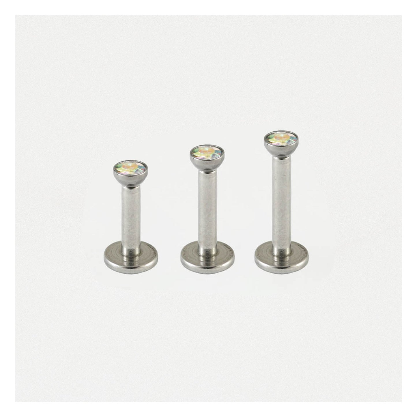 Steel Bezel-Set Gem Labret - 1.2mm - Internally Threaded