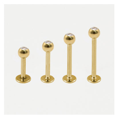 Gold PVD Titanium Clear Jewelled Labret - 1.2mm