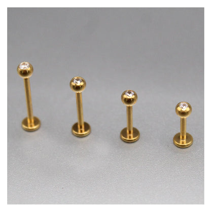 Gold PVD Titanium Clear Jewelled Labret - 1.2mm