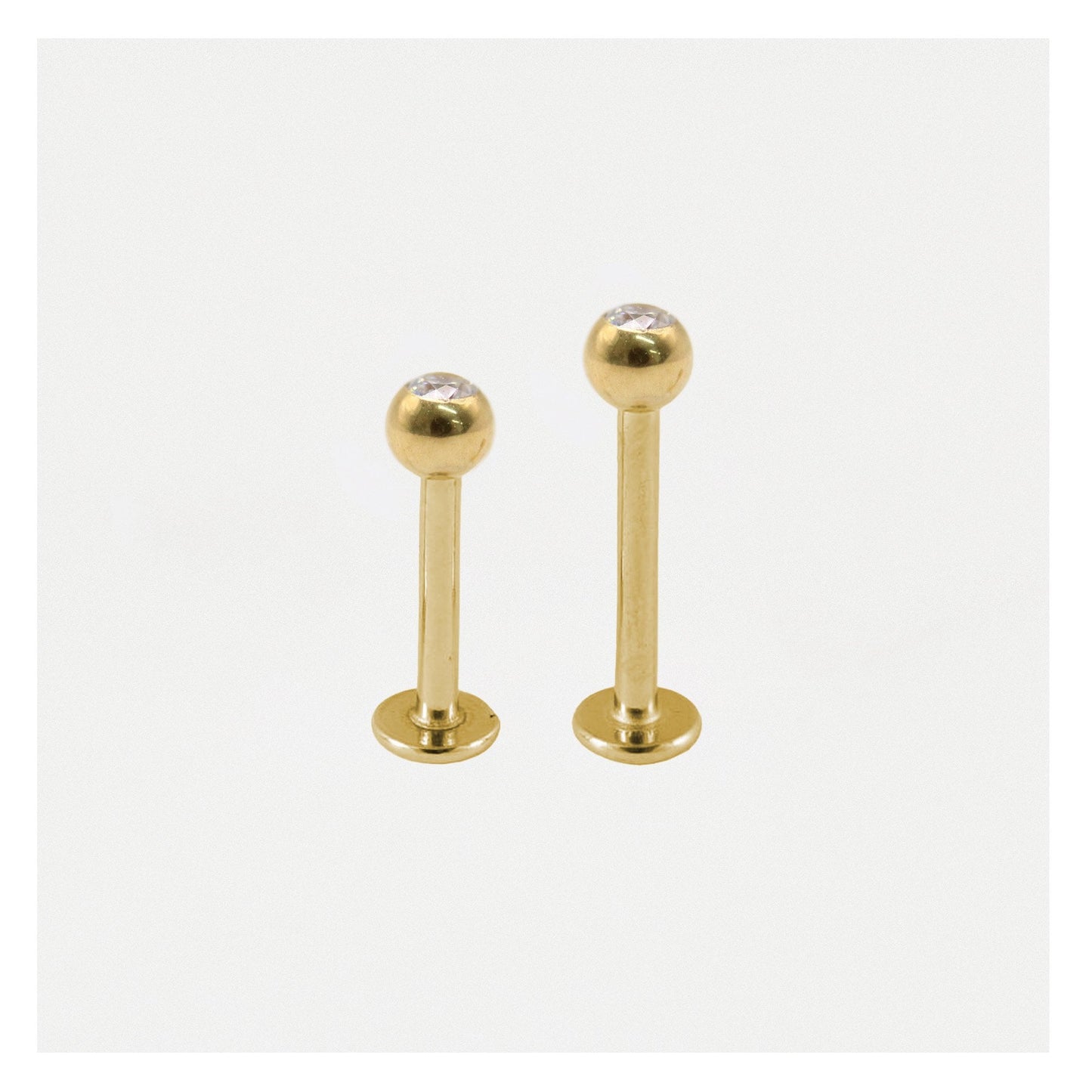 Gold PVD Steel Clear Jewelled Labret - 1.2mm