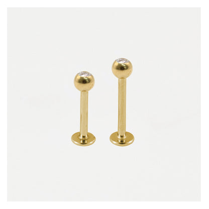 Gold PVD Steel Clear Jewelled Labret - 1.2mm