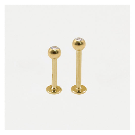 Gold PVD Steel Clear Jewelled Labret - 1.2mm