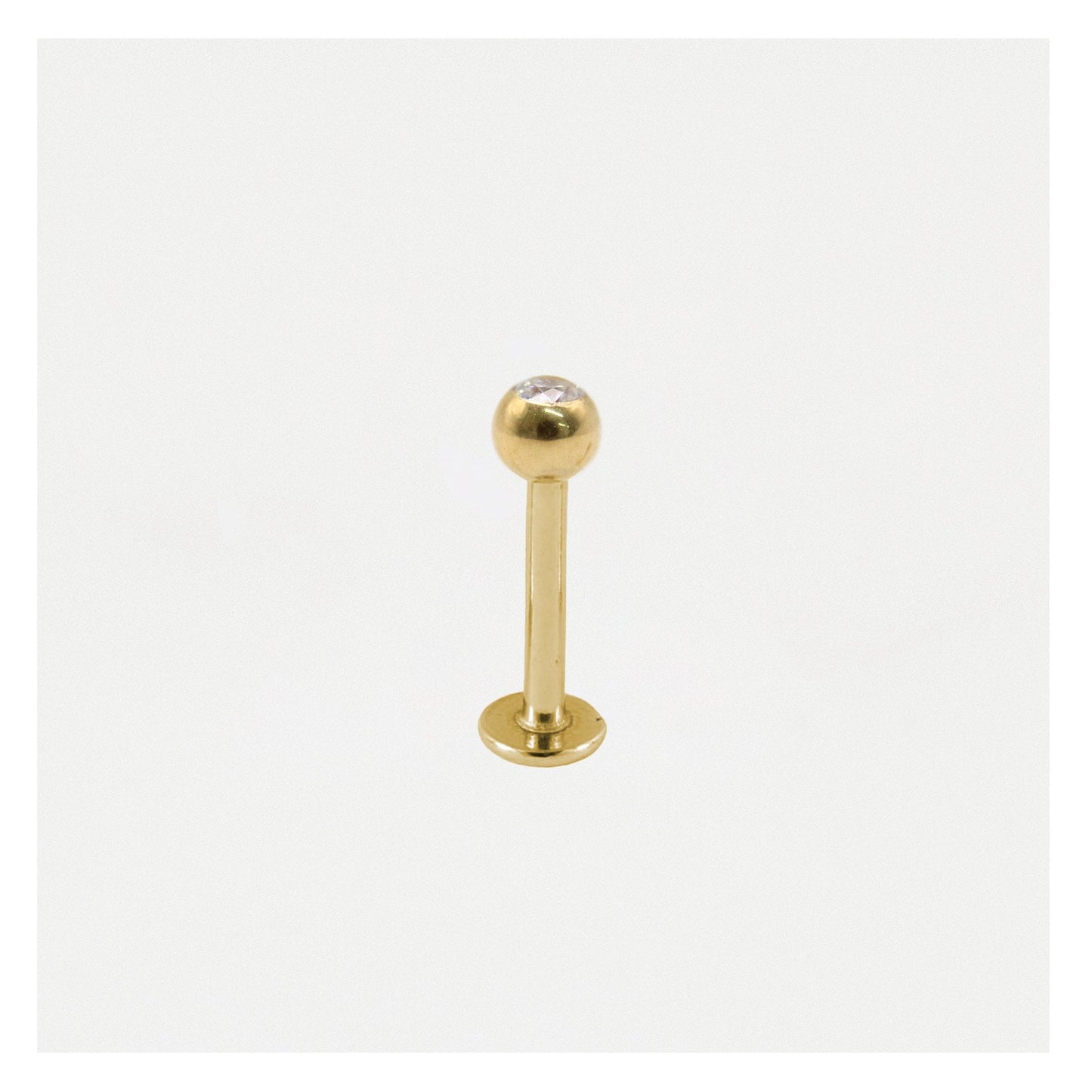 Gold PVD Steel Clear Jewelled Labret - 1.2mm