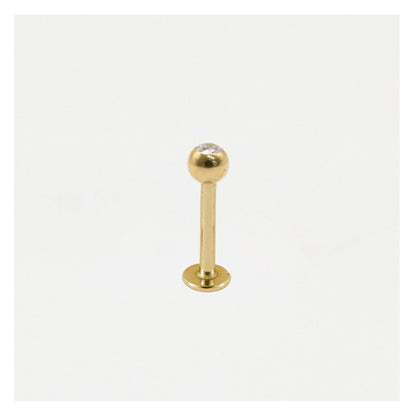Gold PVD Steel Clear Jewelled Labret - 1.2mm