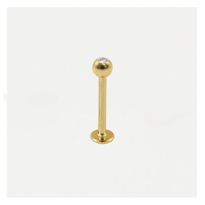 Gold PVD Steel Clear Jewelled Labret - 1.2mm