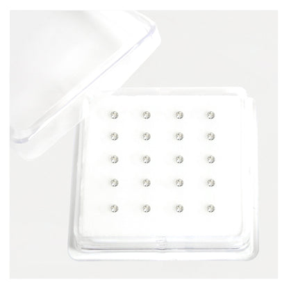 Silver Round Clear Crystal Nose Stud - 2mm