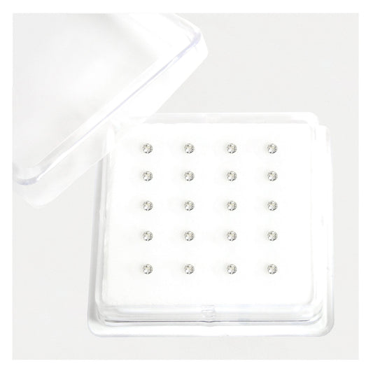 Silver Round Clear Crystal Nose Stud - 2mm