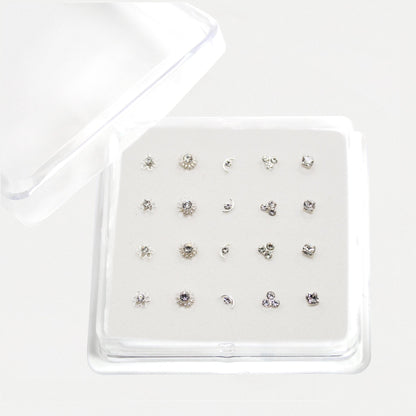 Silver Clear Sparkle Treasure Nose Pins - Mixed Designs
