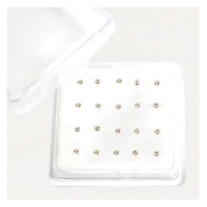 Gold Plated Sterling Silver Round Clear Clawset Nose Stud - 2mm
