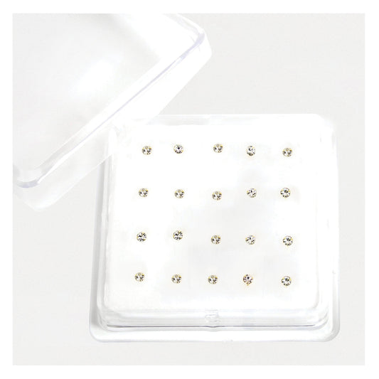 Gold Plated Sterling Silver Round Clear Clawset Nose Stud - 2mm
