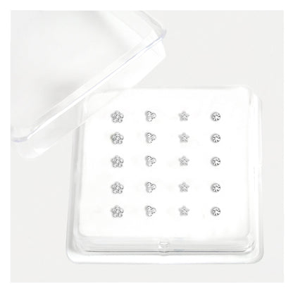 Silver Brilliant Burst Clear Nose Pins - Mixed Designs