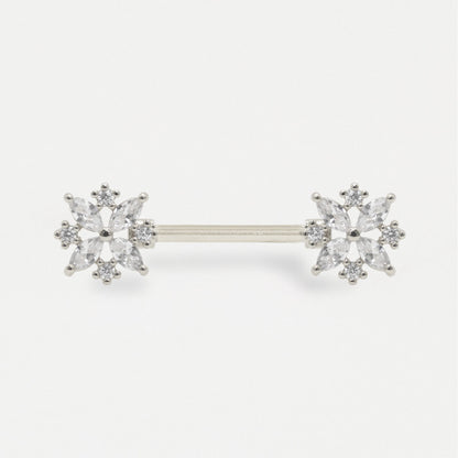 Steel Bloom Crystal Nipple Bar