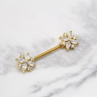 Steel Bloom Crystal Nipple Bar