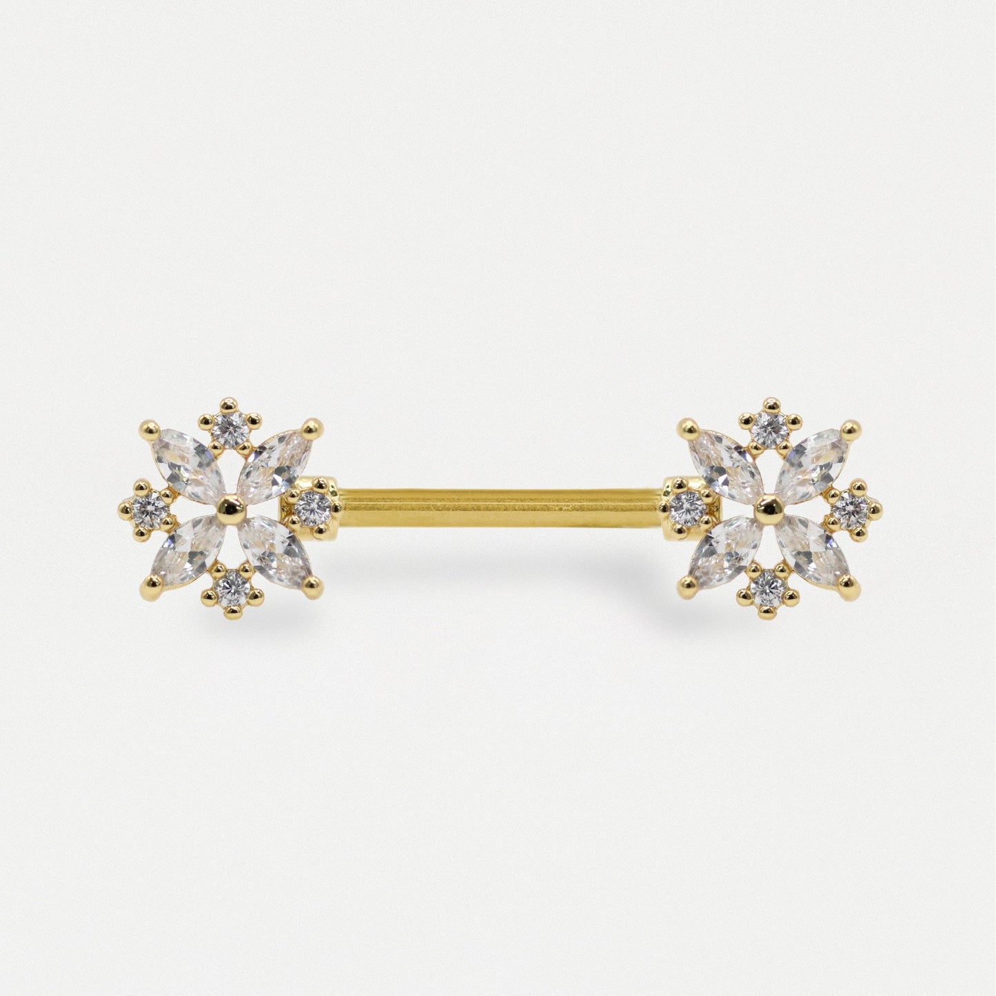 Steel Bloom Crystal Nipple Bar