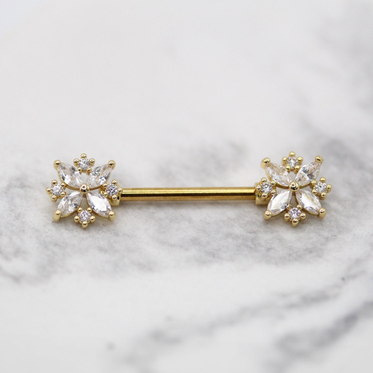 Steel Bloom Crystal Nipple Bar