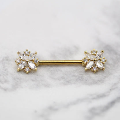 Steel Bloom Crystal Nipple Bar