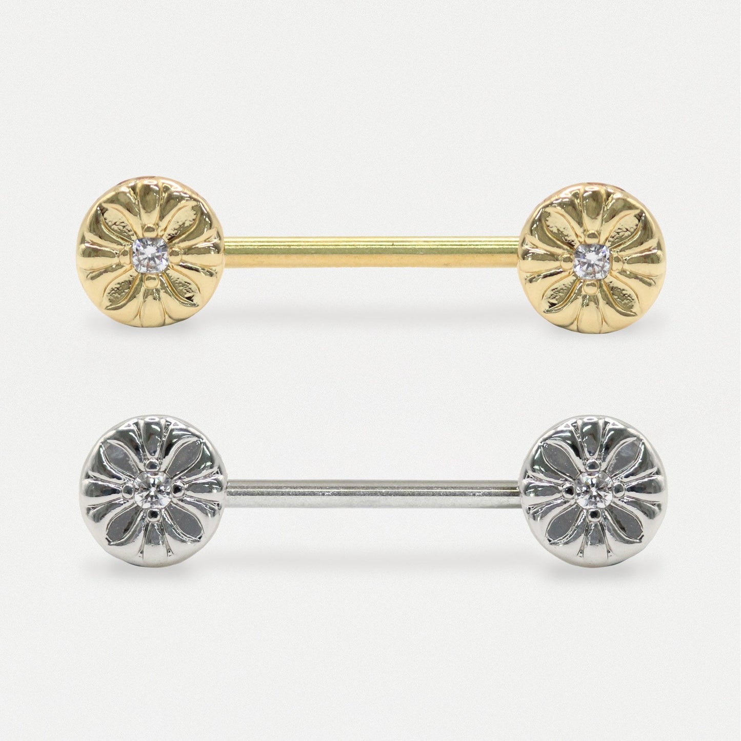 Steel Flower Duet Nipple Bar
