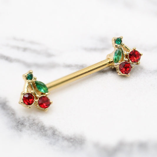 Gold PVD Steel Sweet Cherry Nipple Bar