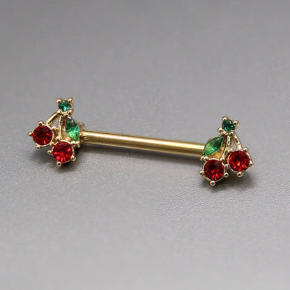 Gold PVD Steel Sweet Cherry Nipple Bar