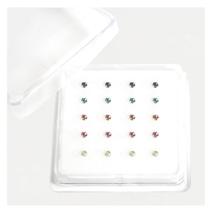 Gold Plated Silver Round Clawset Nose Stud - 2mm, Assorted Colours