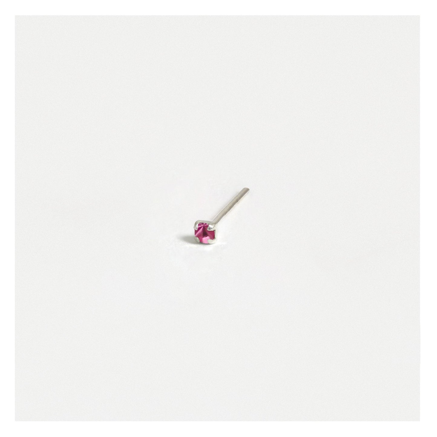 Silver Round Crystal Nose Pins - 1mm, Assorted Colours