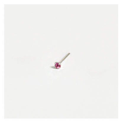 Silver Round Crystal Nose Pins - 1mm, Assorted Colours