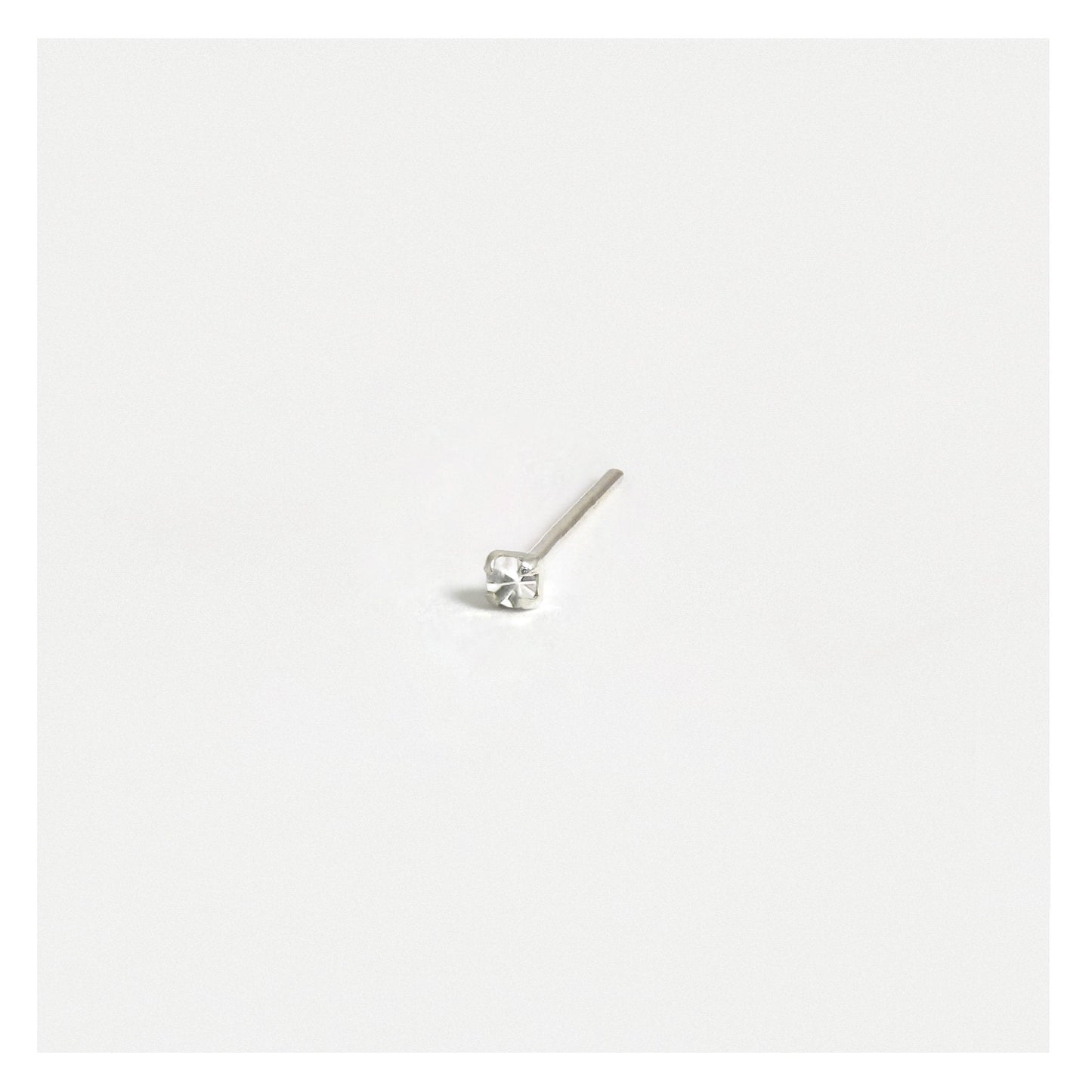 Silver Round Crystal Nose Pins - 1mm, Assorted Colours