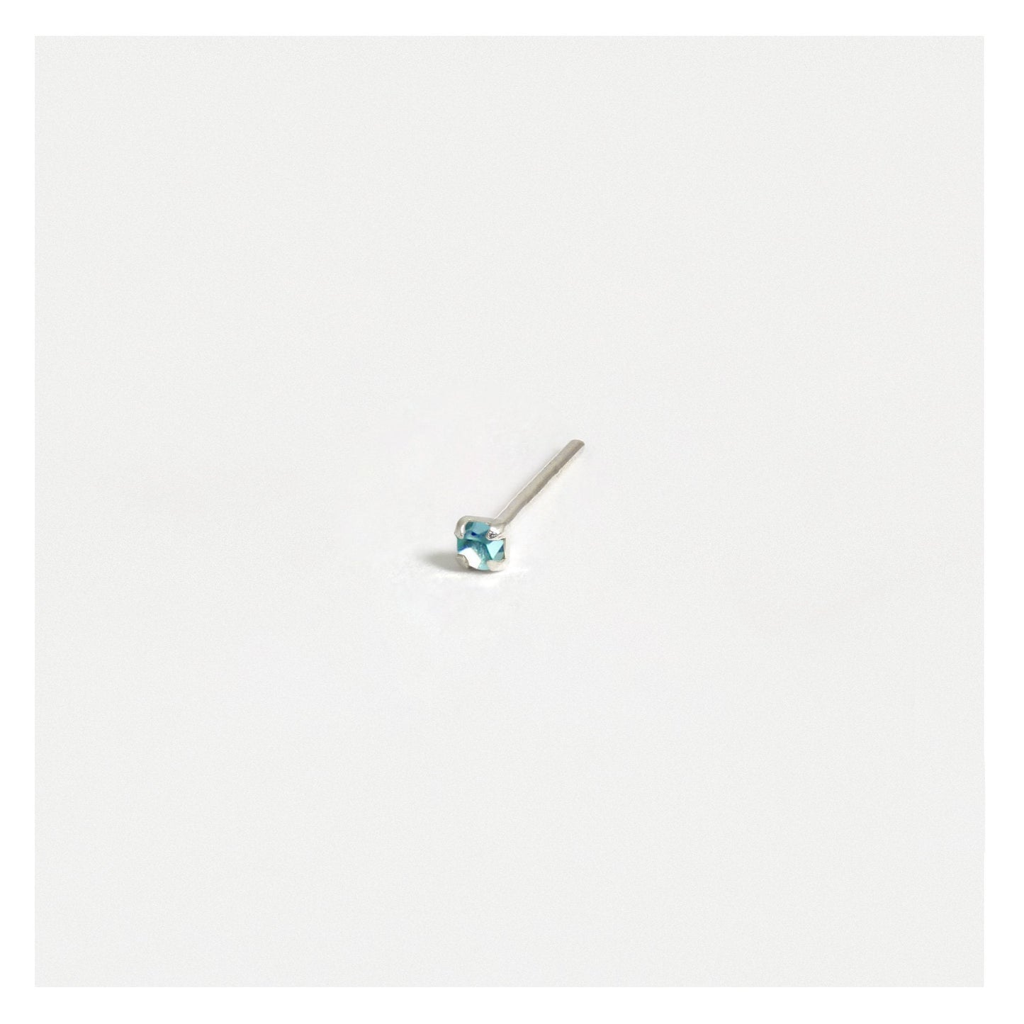 Silver Round Crystal Nose Pins - 1mm, Assorted Colours