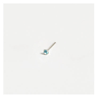 Silver Round Crystal Nose Pins - 1mm, Assorted Colours