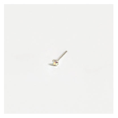 Silver Round Crystal Nose Pins - 1mm, Assorted Colours