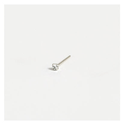 Silver Round Clear Crystal Nose Pins - 1mm
