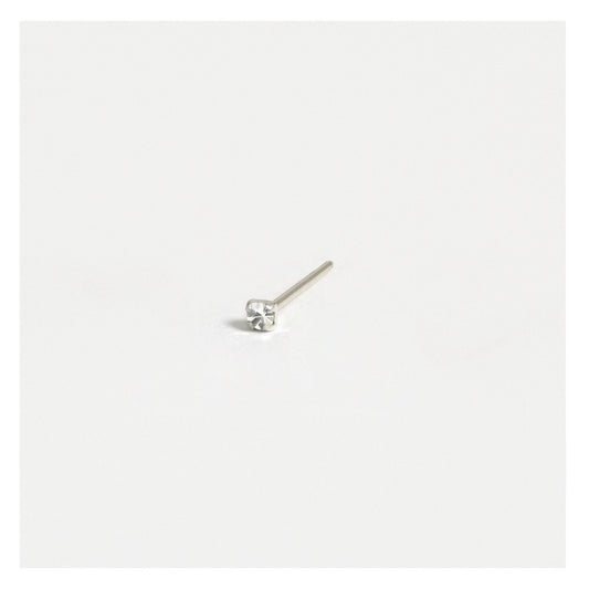 Silver Round Clear Crystal Nose Pins - 1mm